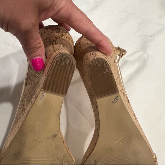 Lilly Pulitzer size 10 Bridgette Wedge cork gold ankle strap sandals dress shoe - Picture 7 of 16
